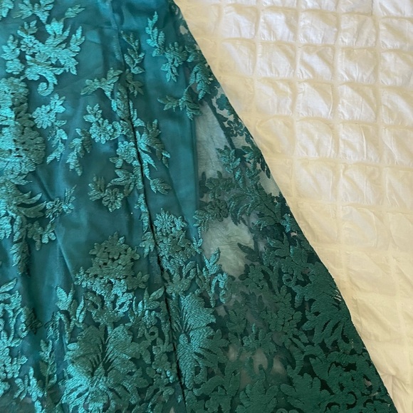 Lulus brocade embroidered Elegant Green Lace Dress - Picture 5 of 11